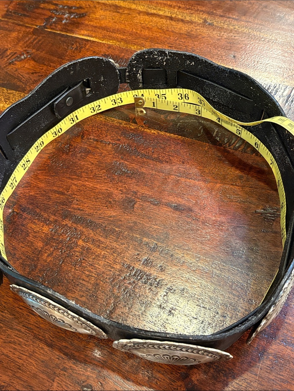 Vintage Ralph Lauren Black Leather Western Concho Belt with Silver Medallions - Picture 12 of 15